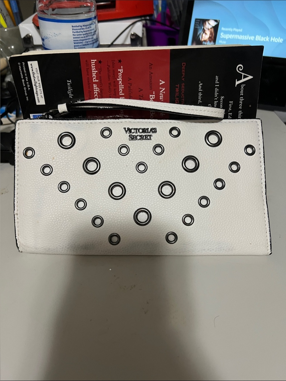Victoria's Secret White Eyelet Zip Clutch Wallet